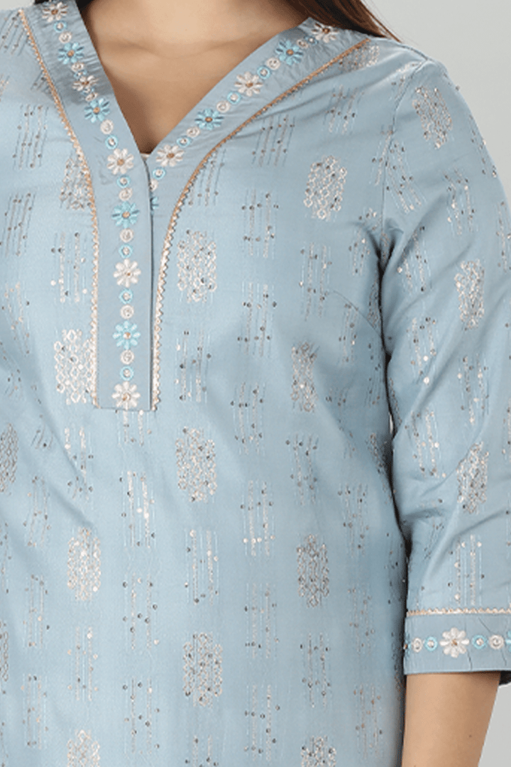 Radiant Blue Embellished Kurti
