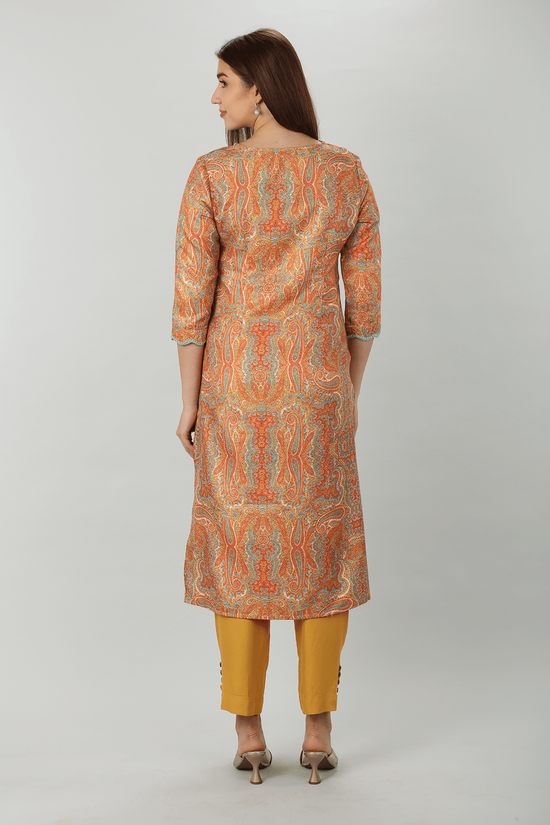 Orange Embroidered Pashmina Kurti