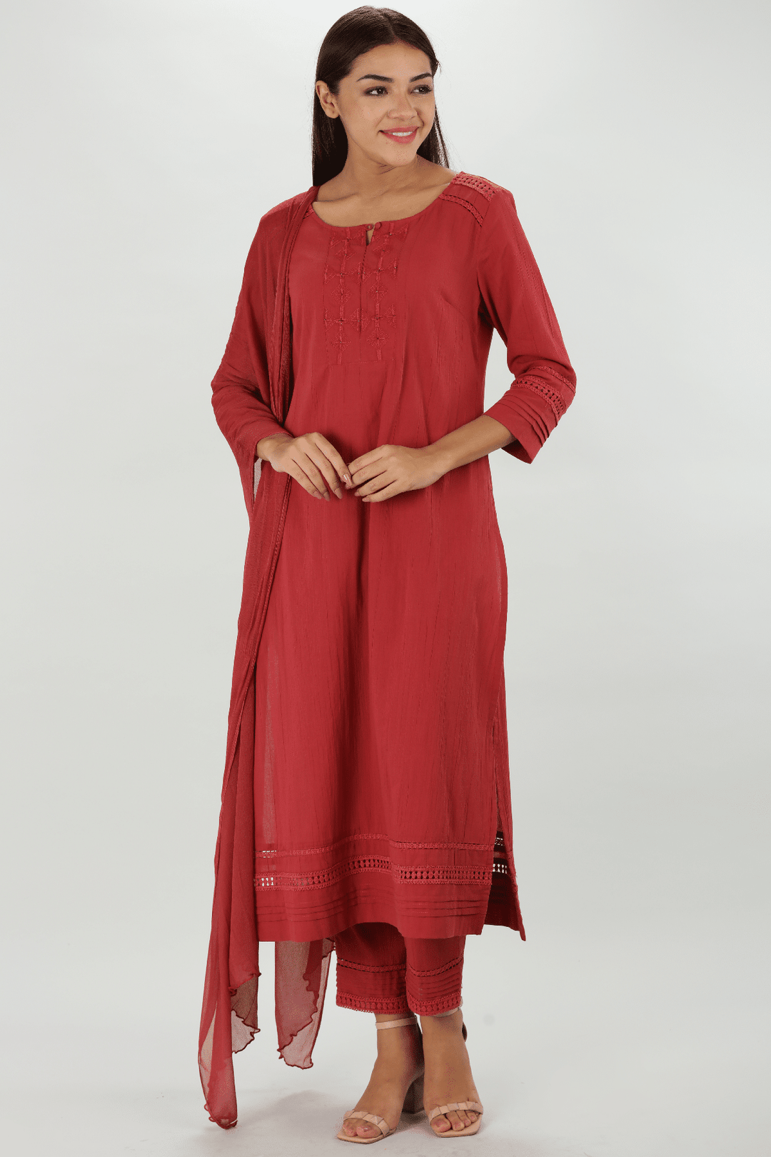 Brick Red Crepe Palazzo