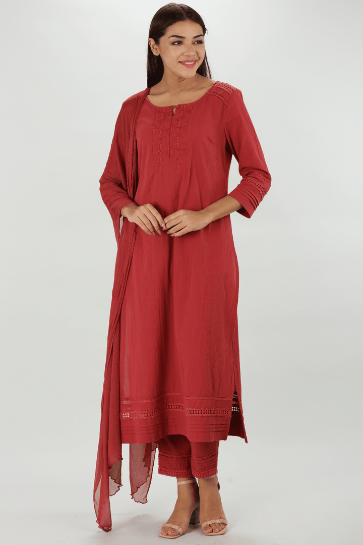 Brick Red Crepe Palazzo