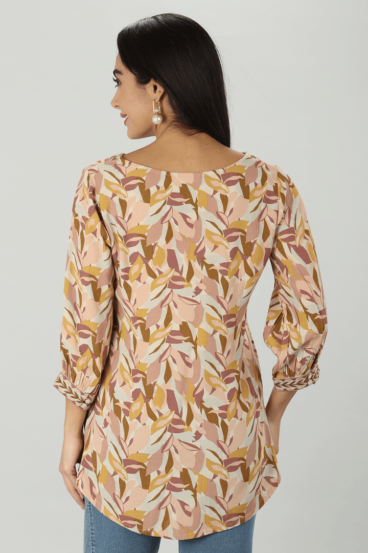 Peach Floral Embroidered Top