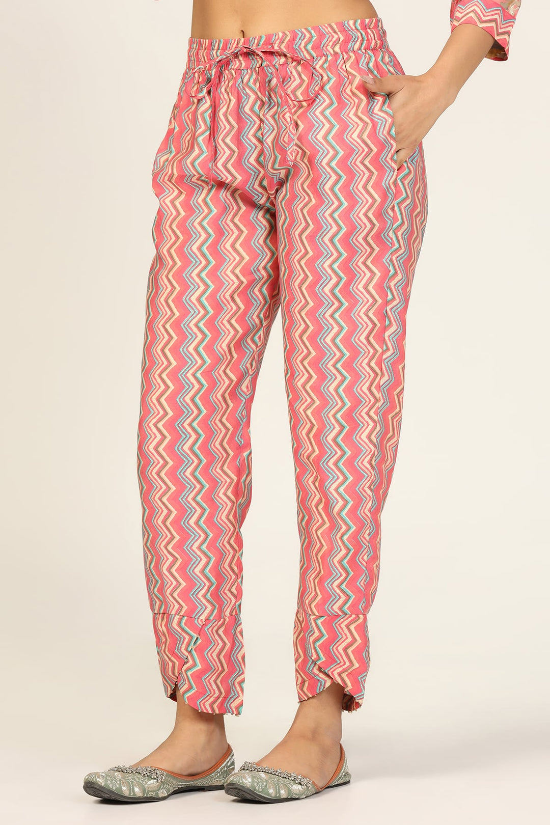 Pink Hand-Worked Poly Modal Palazzo