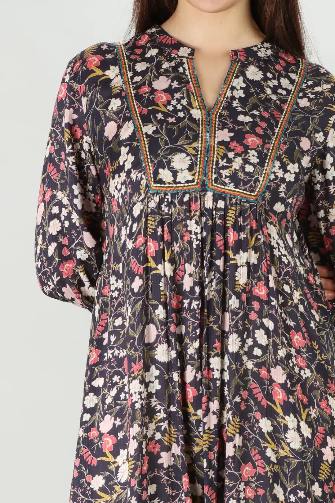 Dark Grey Viscose Dobby Kurti