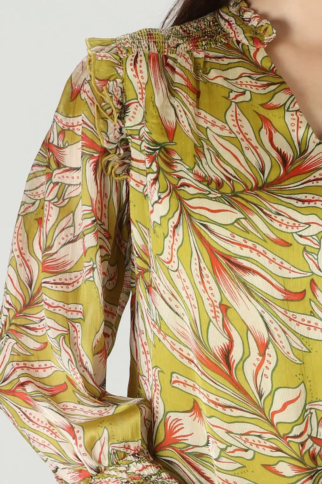 Olive Green Floral Top