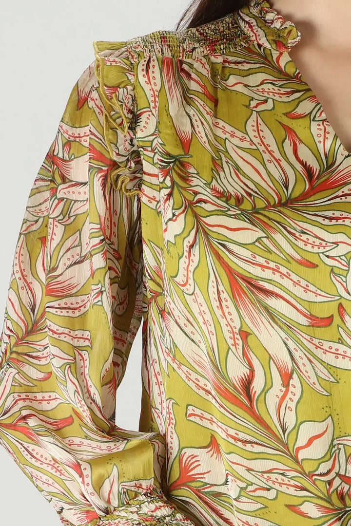 Olive Green Floral Top