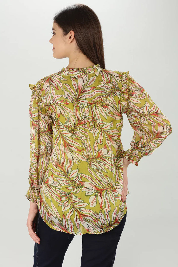 Olive Green Floral Top