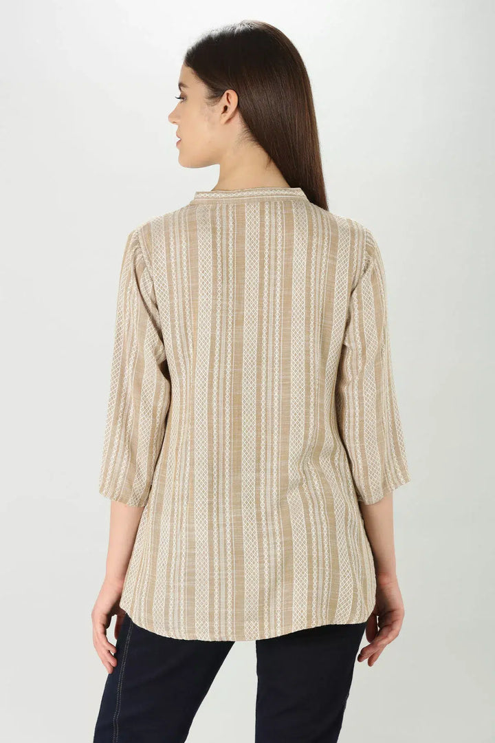 Embroidered Beige Top