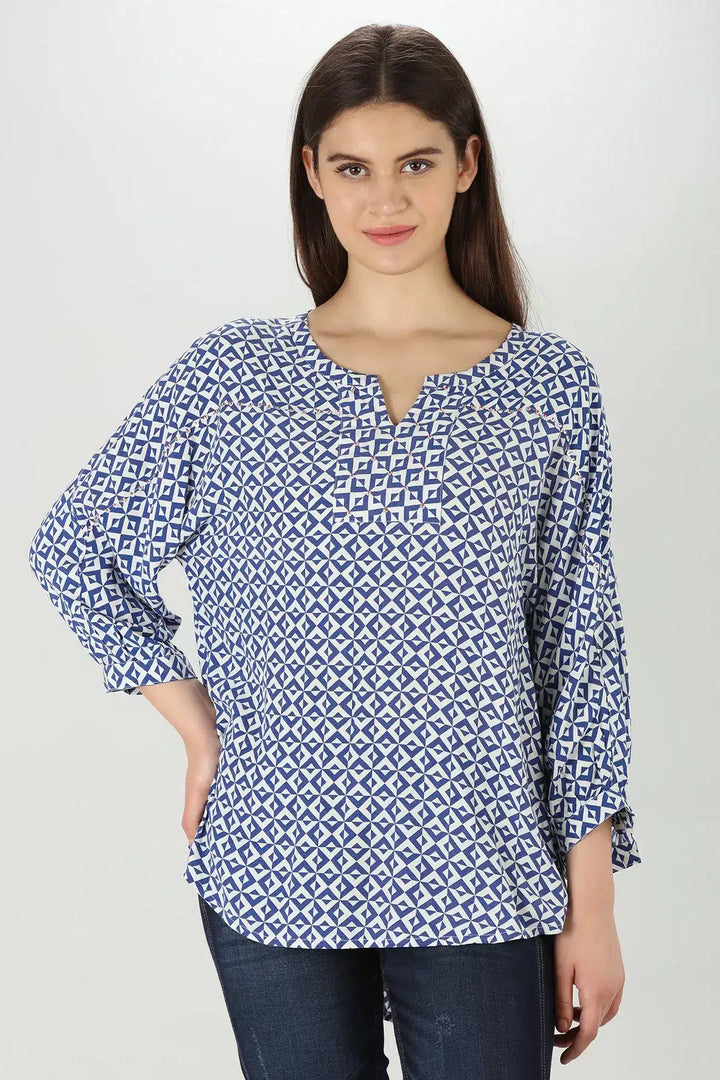 Blue vertex Viscose Top