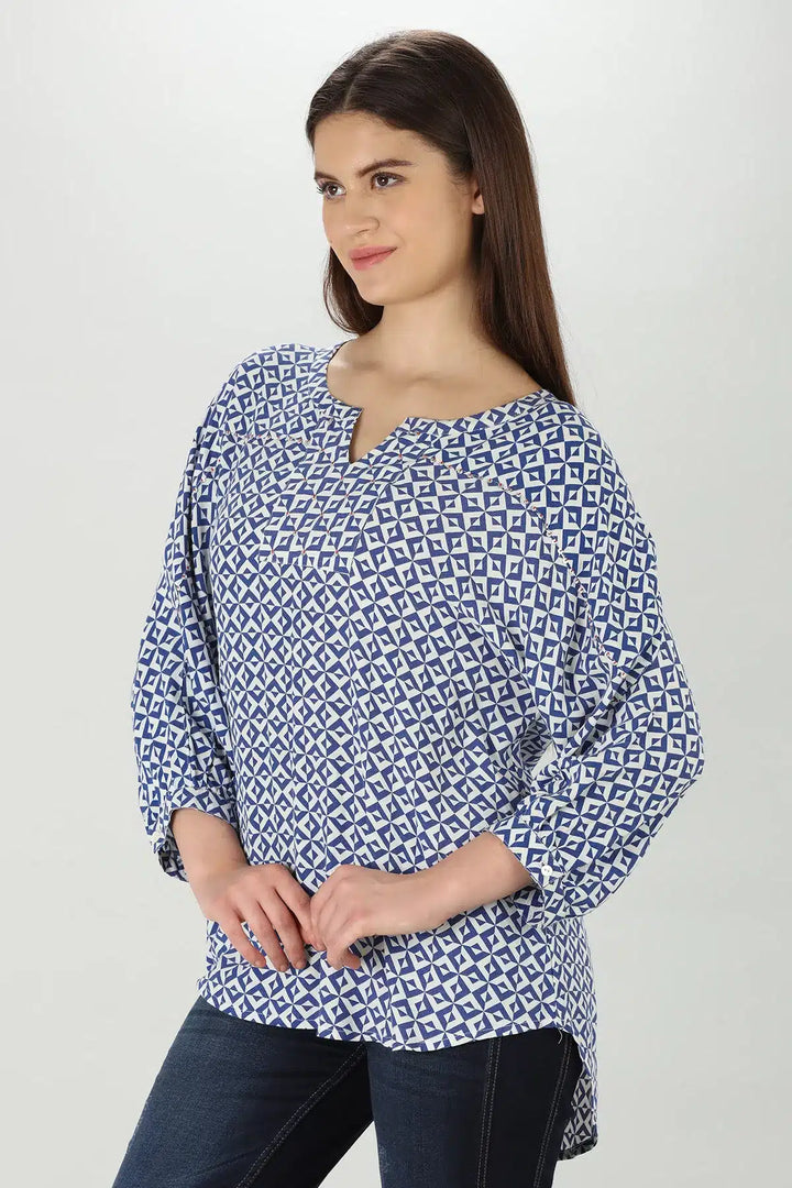 Blue vertex Viscose Top