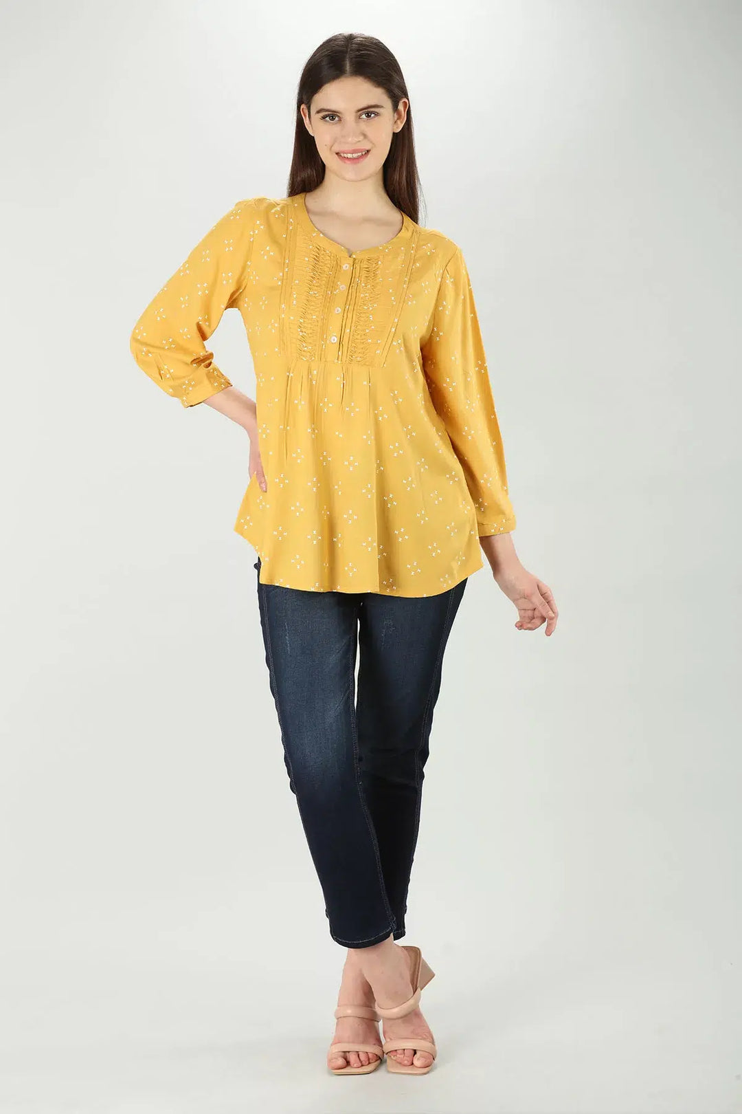 Pintuck Yellow Top