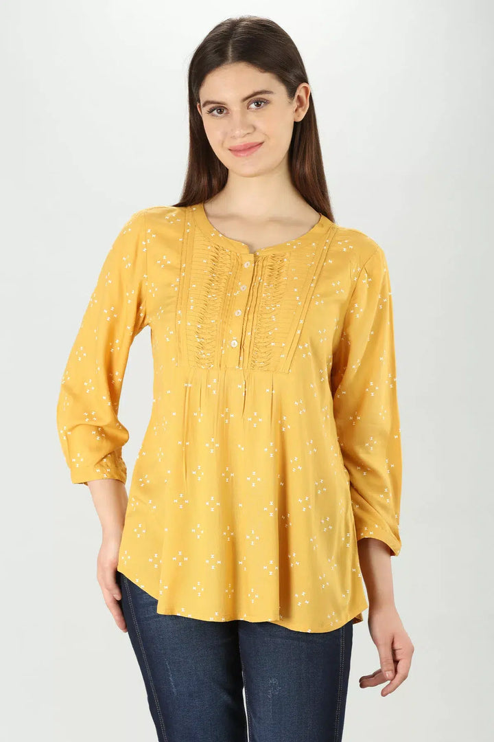 Pintuck Yellow Top