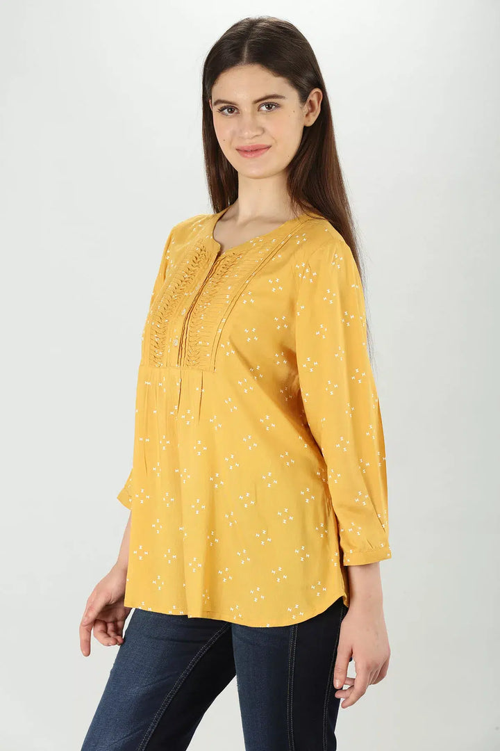 Pintuck Yellow Top