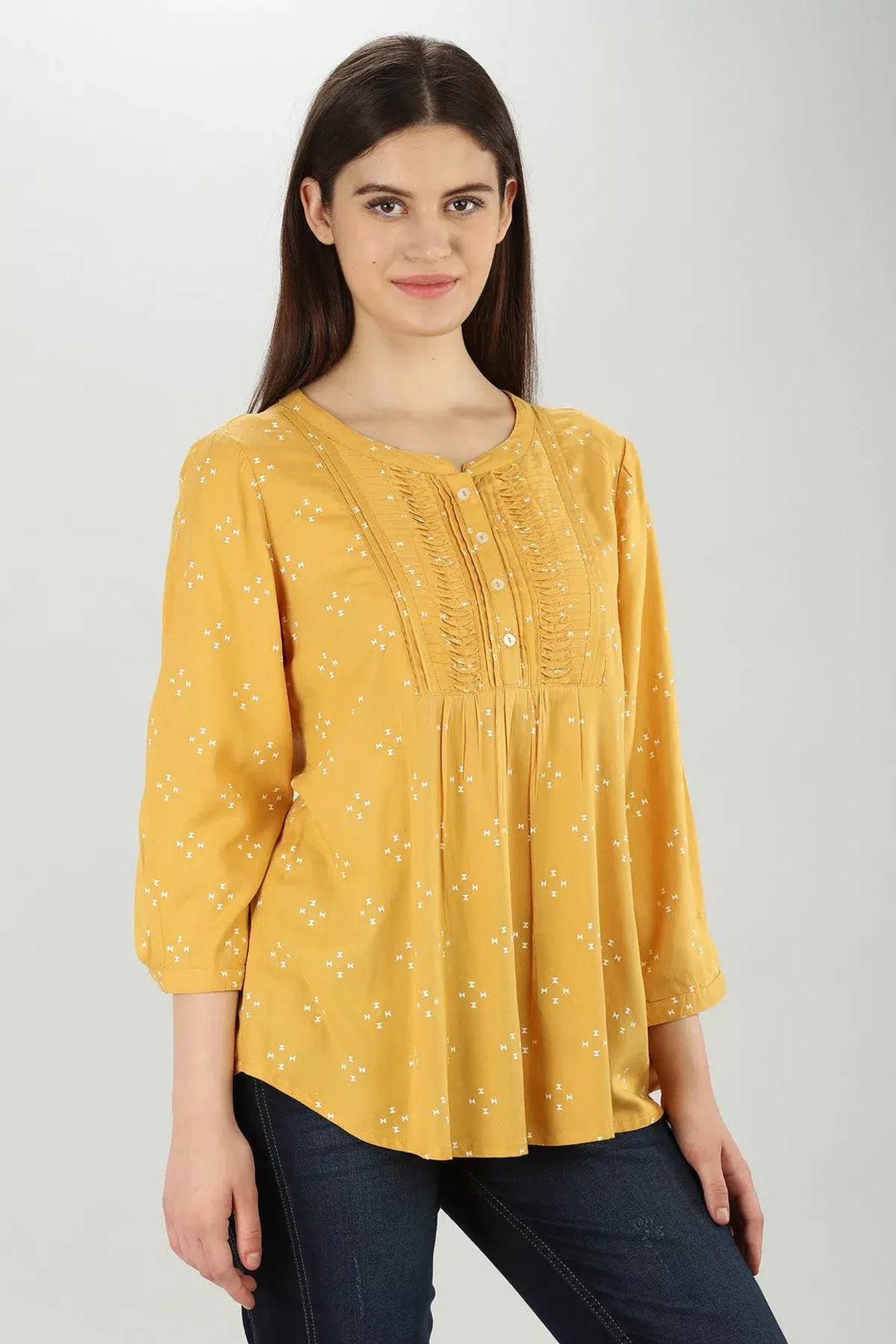Pintuck Yellow Top