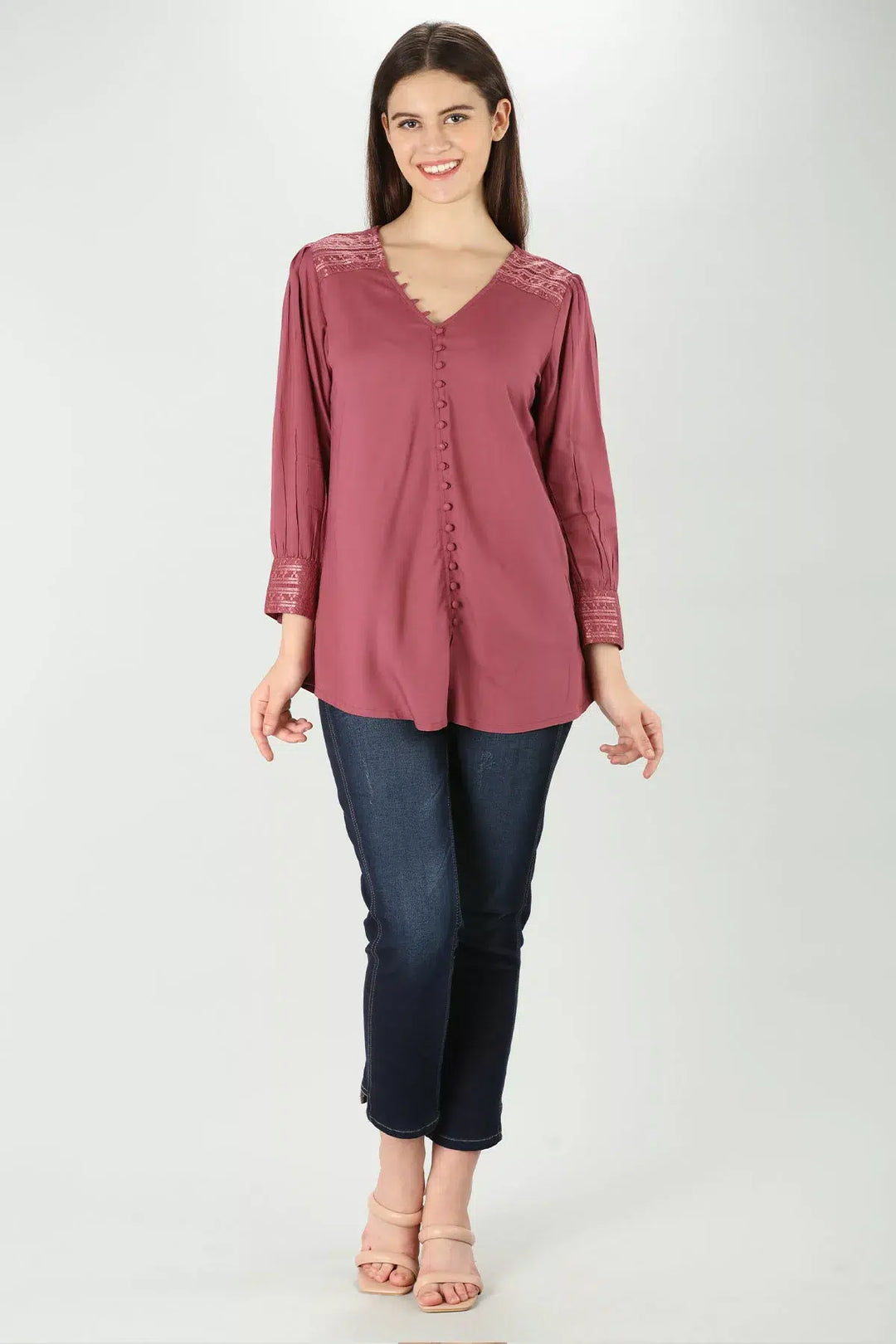 Pink solid modal Top