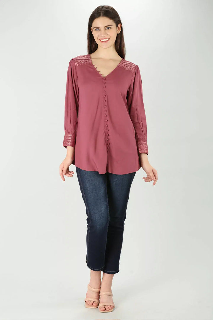Pink solid modal Top
