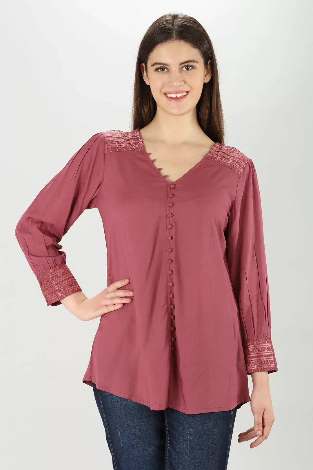 Pink solid modal Top