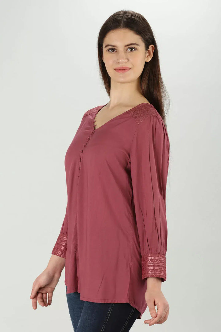 Pink solid modal Top