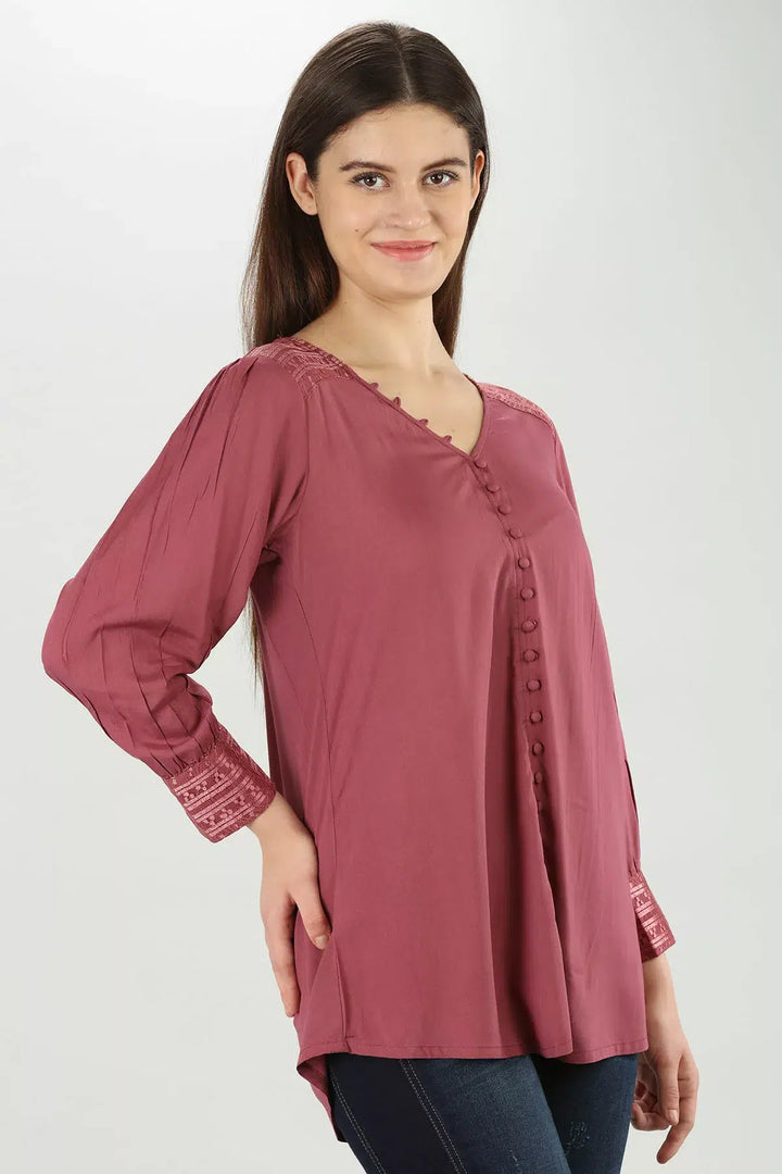 Pink solid modal Top