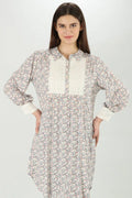 Beige Tropical long collared Shirt