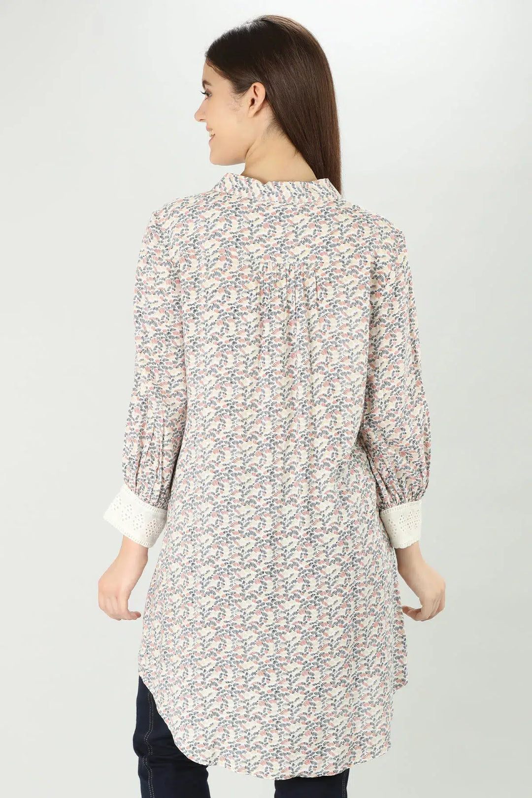 Beige Tropical long collared Shirt