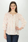 White floral crepe Top