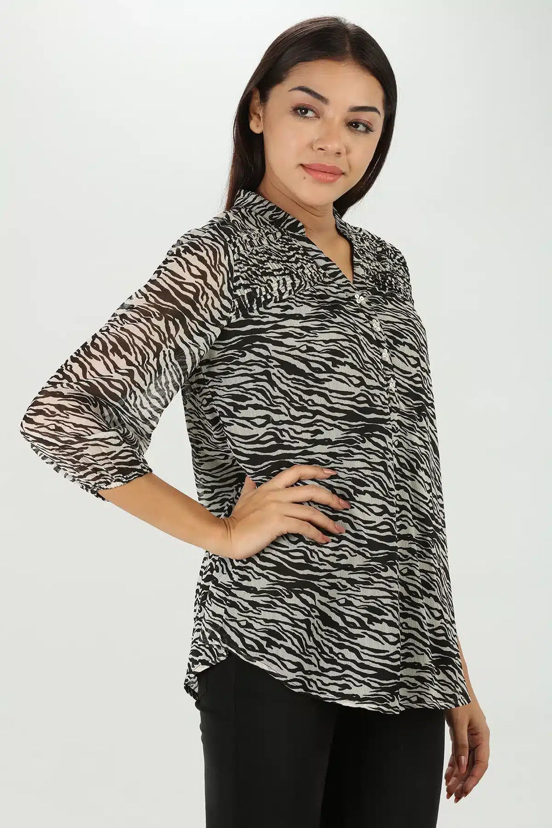 Monochrome Chiffon Top