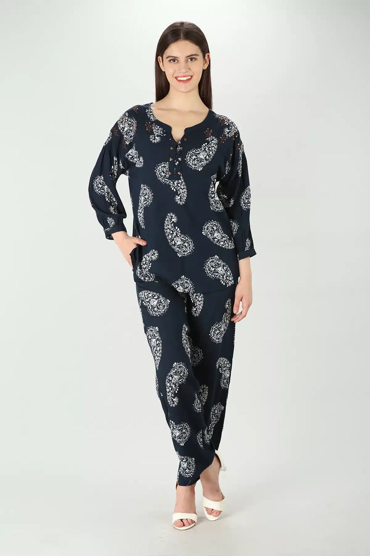 Blue Petal Co-Ord Top