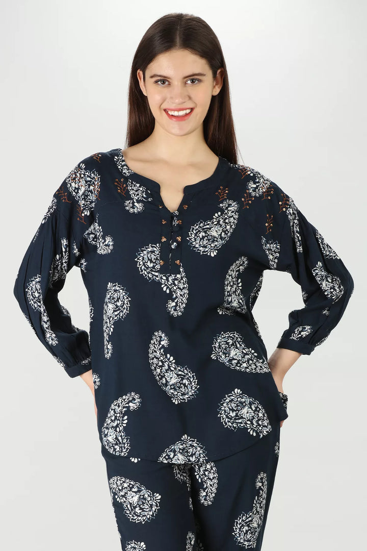 Blue Petal Co-Ord Top