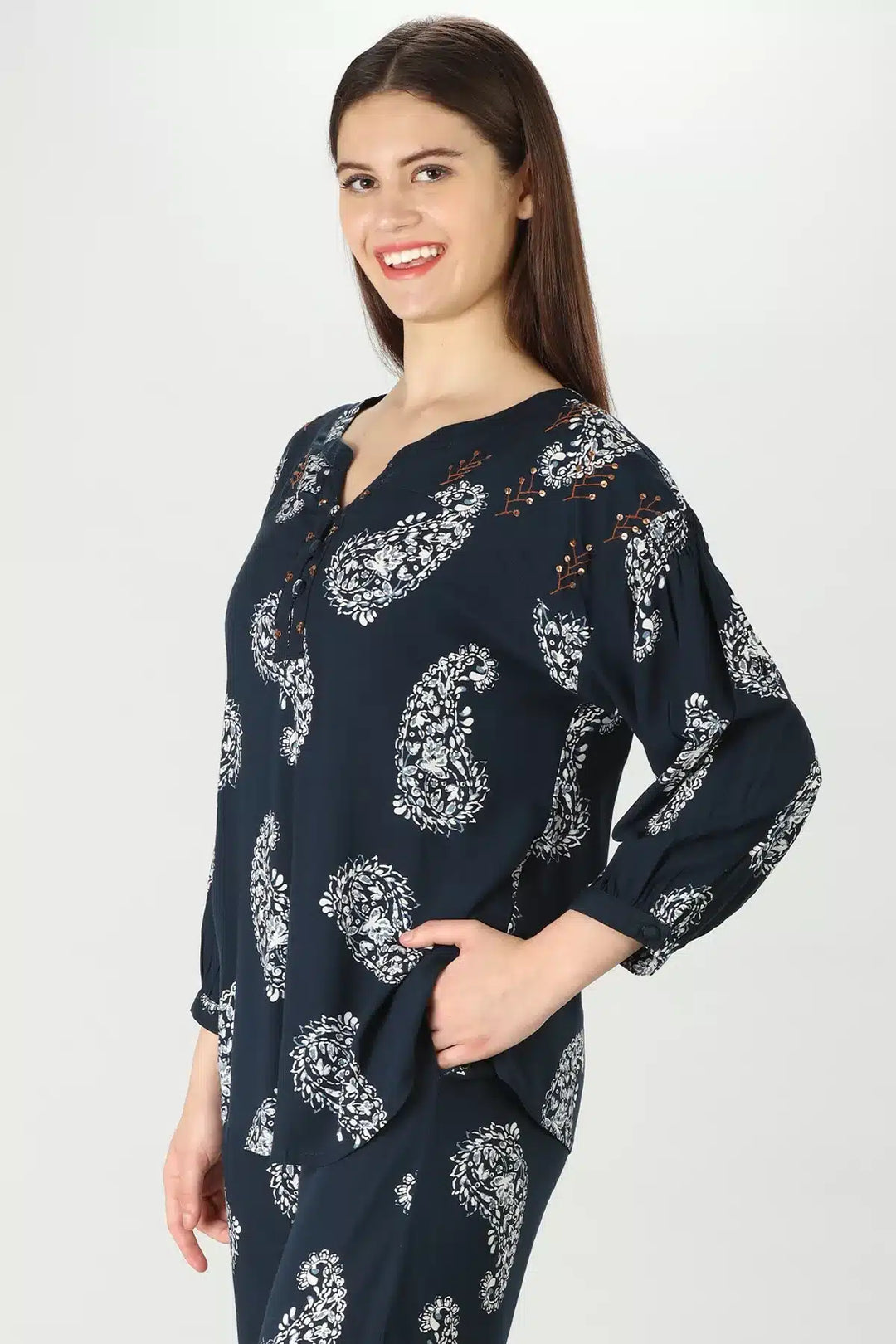 Blue Petal Co-Ord Top