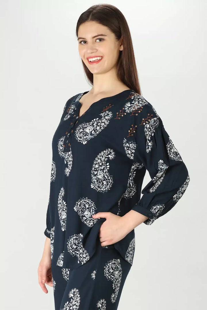 Blue Petal Co-Ord Top