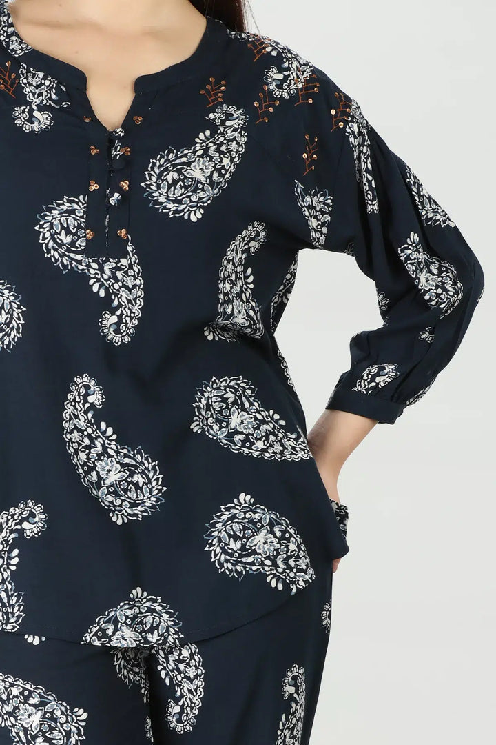 Blue Petal Co-Ord Top
