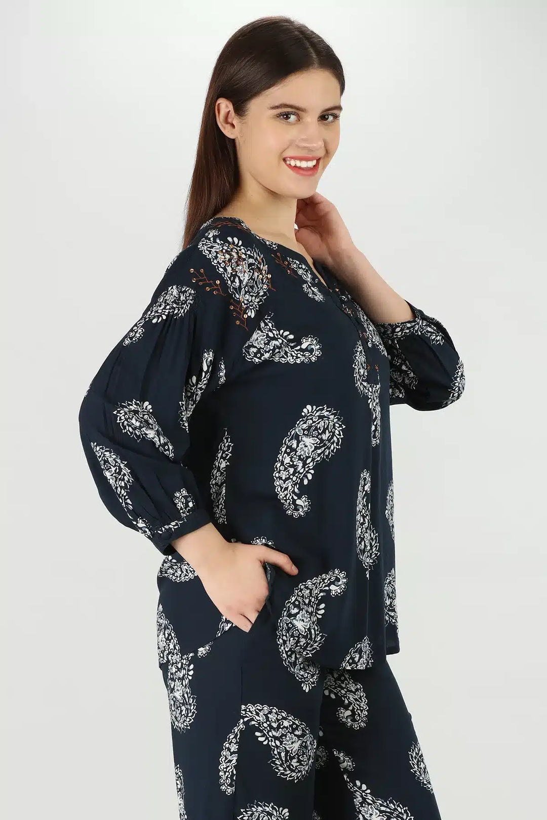 Blue Petal Co-Ord Top