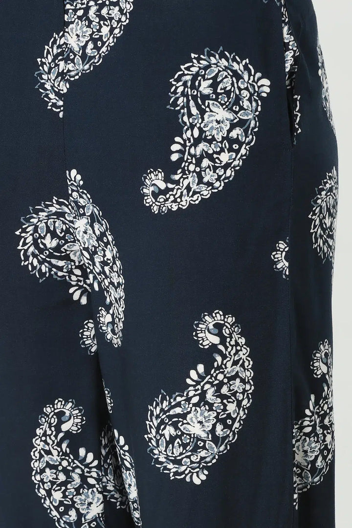 Dark Blue Rayon Co-Ord Trouser
