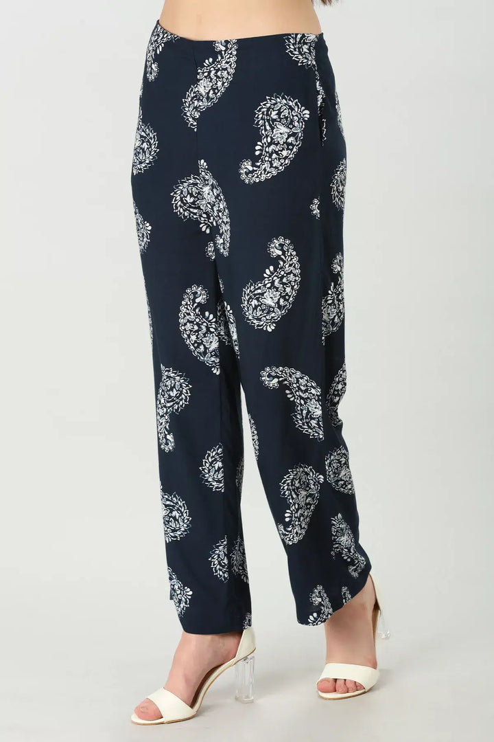Dark Blue Rayon Co-Ord Trouser