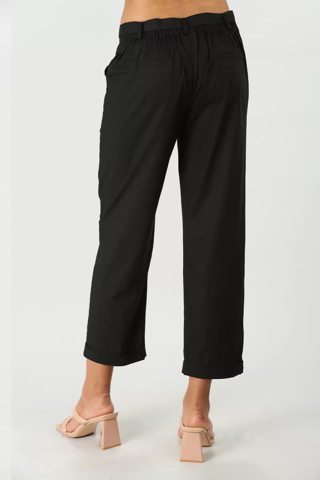 Black Solid Cotton Pant
