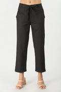 Black Solid Cotton Pant