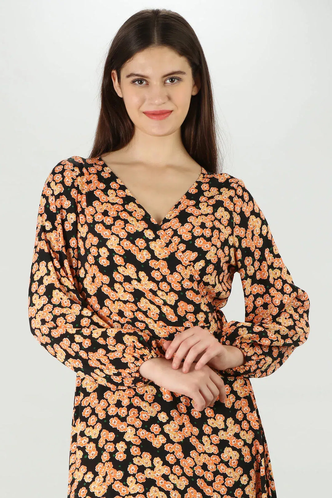 Orange V-Neck Dress