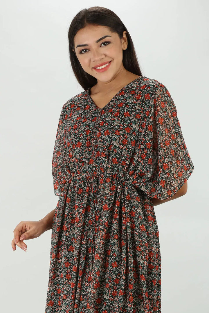 Brick Red Mystical v-neck Kaftan