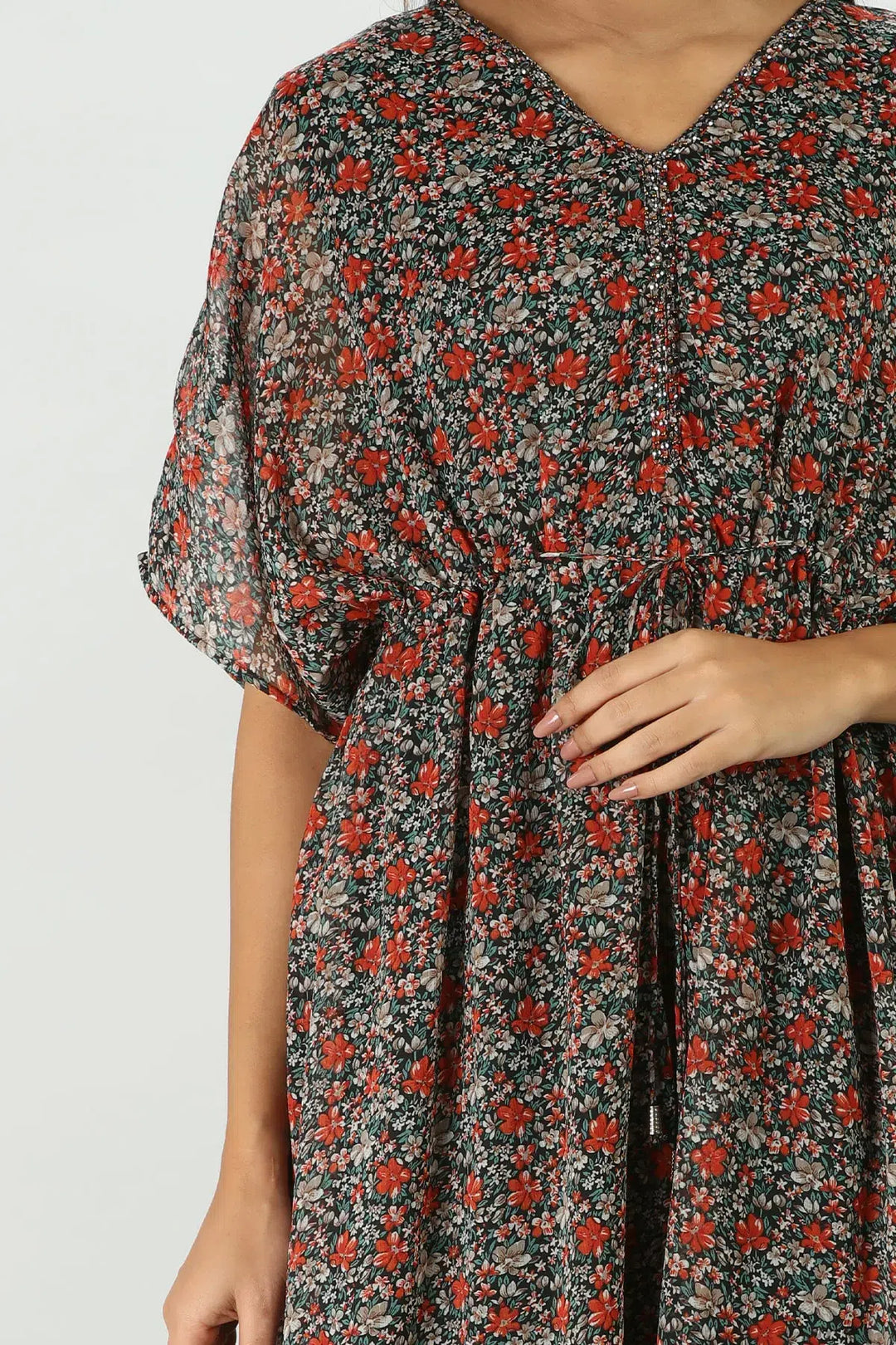 Brick Red Mystical v-neck Kaftan