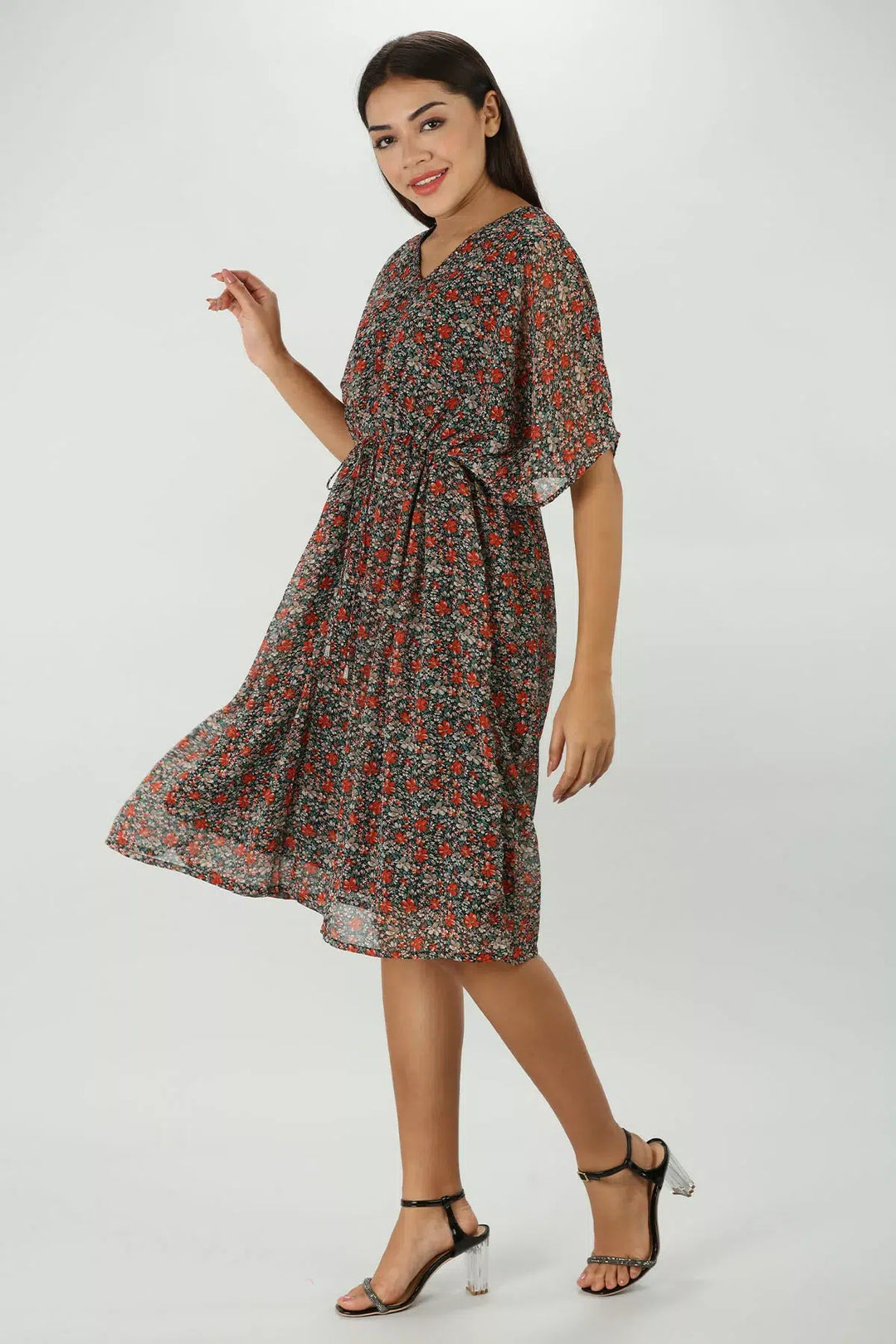 Brick Red Mystical v-neck Kaftan