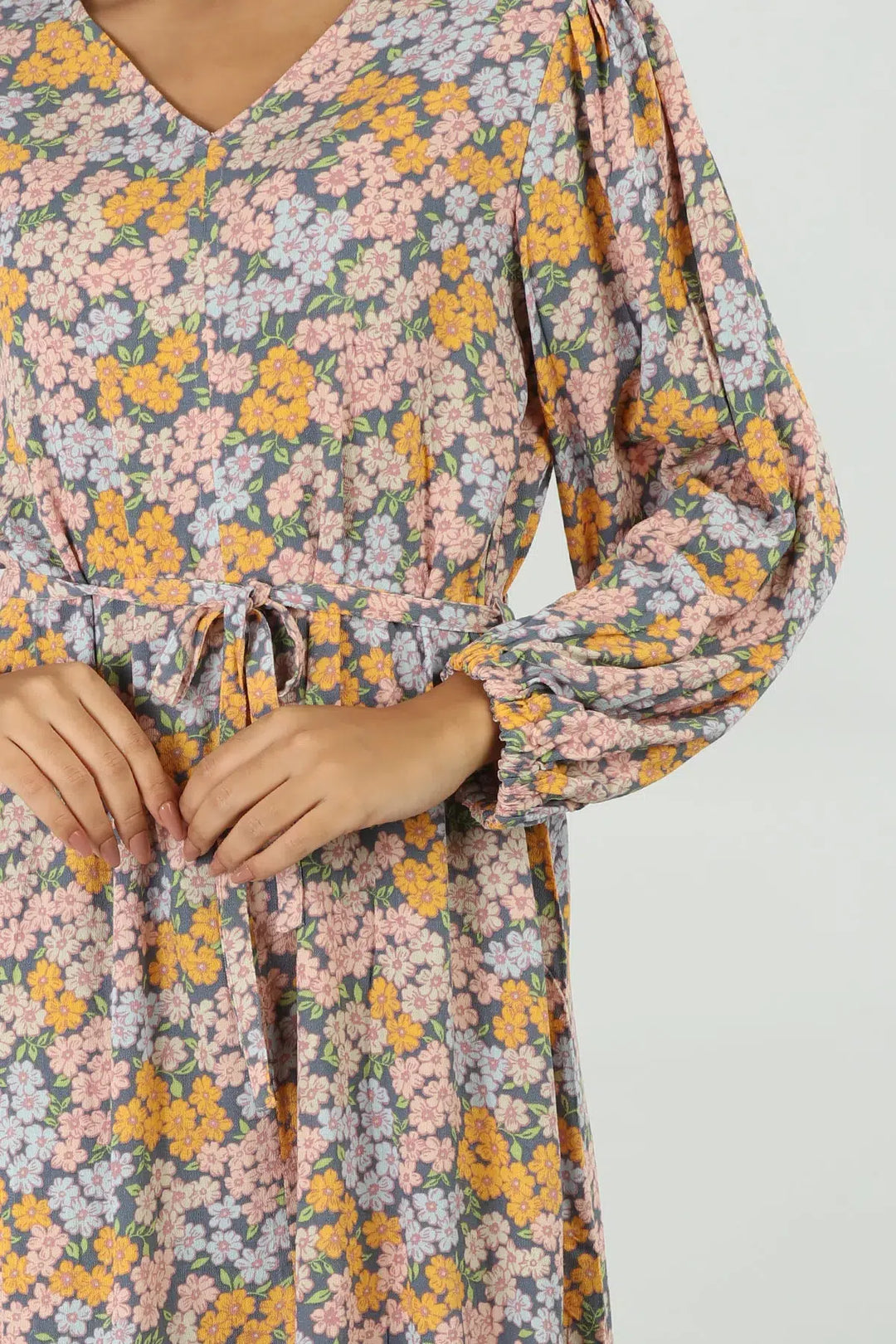 Peachy Pink Floral Print Dress