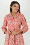 Pink Printed Collared Dress