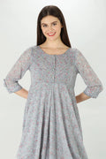 Printed Light Grey Georgette Dress