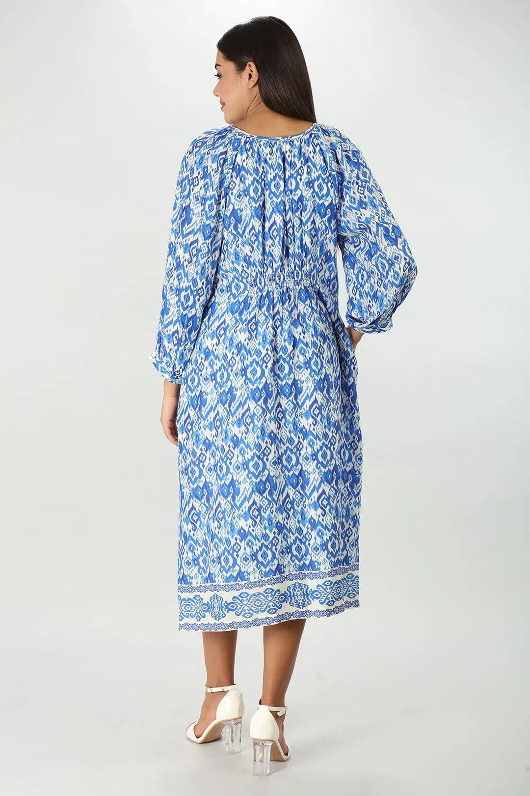 Blue Ikat Printed Dress