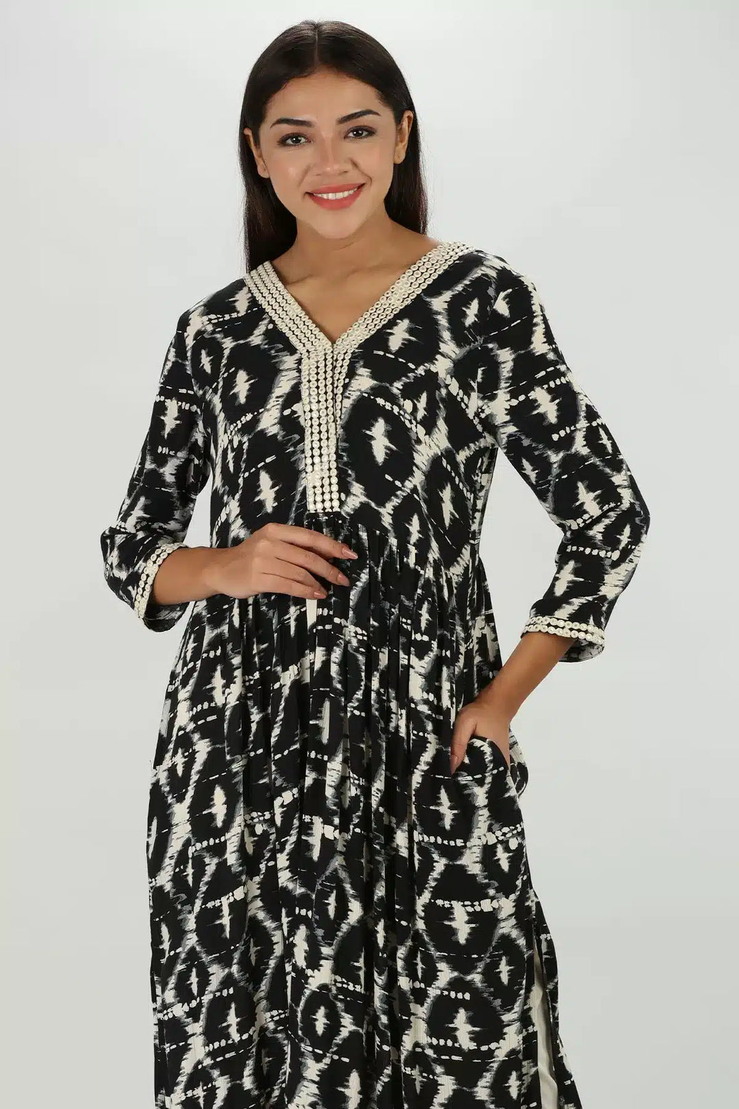 Raven Ikkat Crepe Kurti