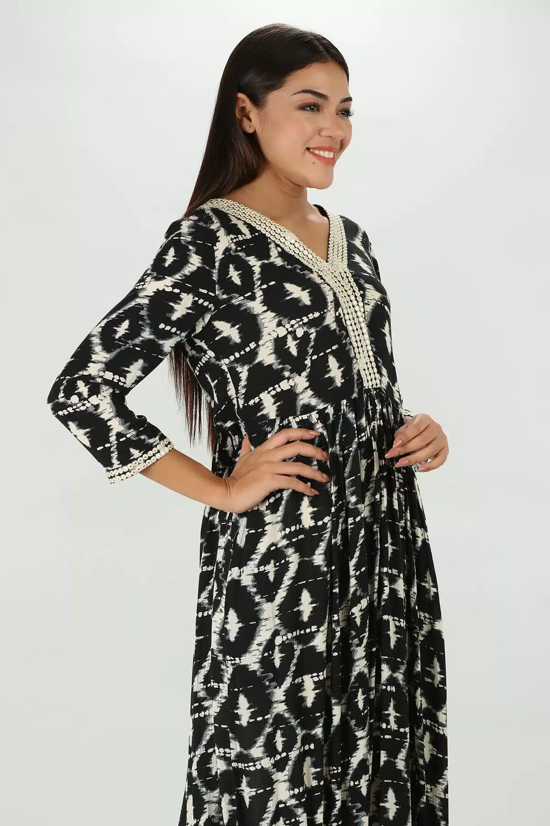 Raven Ikkat Crepe Kurti