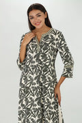 Grey Floral Print Kurti