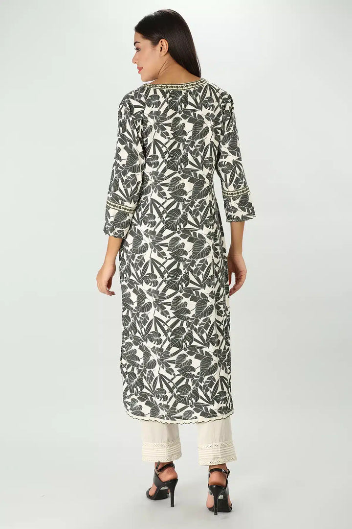Grey Floral Print Kurti