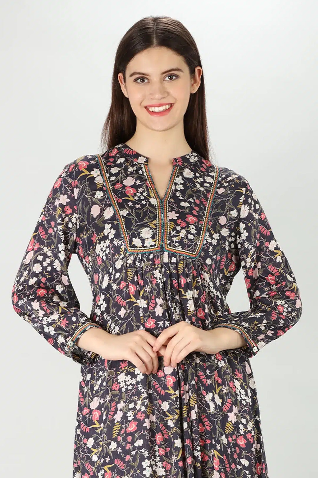 Dark Grey Viscose Dobby Kurti