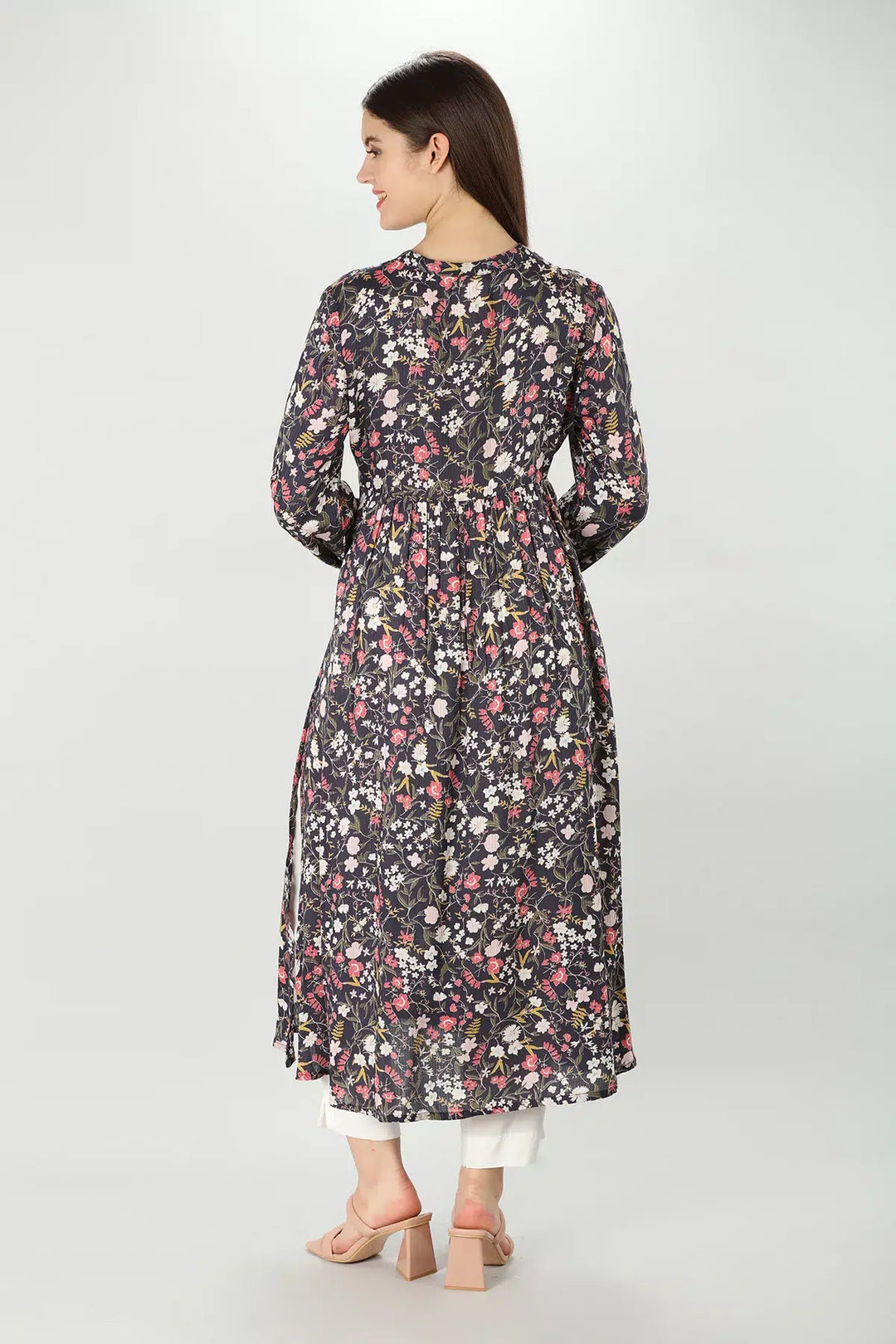Dark Grey Viscose Dobby Kurti